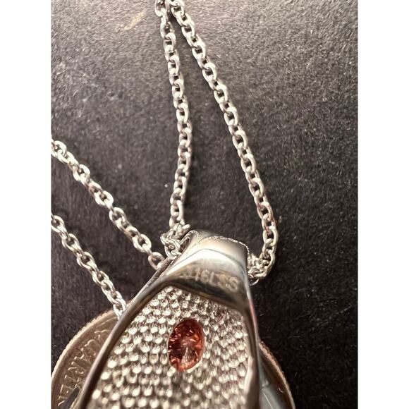 NEW Phosphosiderite and garnet stainless steel pendant 20 inch necklace - Picture 3 of 9